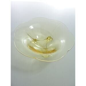 Vintage Lancaster Jubilee yellow Glass Candy dish, footed